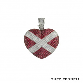Theo Fennell White Gold Diamond & Ruby Heart Pendant